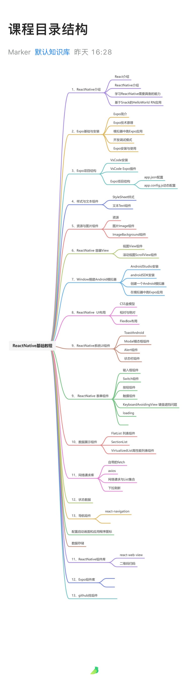 免费ReactNative基础视频课程